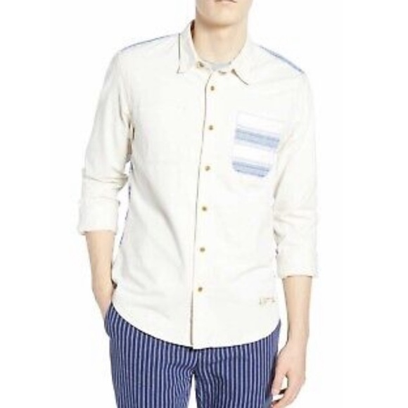 Scotch & Soda button down paradise shirt Mixed Panel Zarape Regular Fit xl - Picture 1 of 10